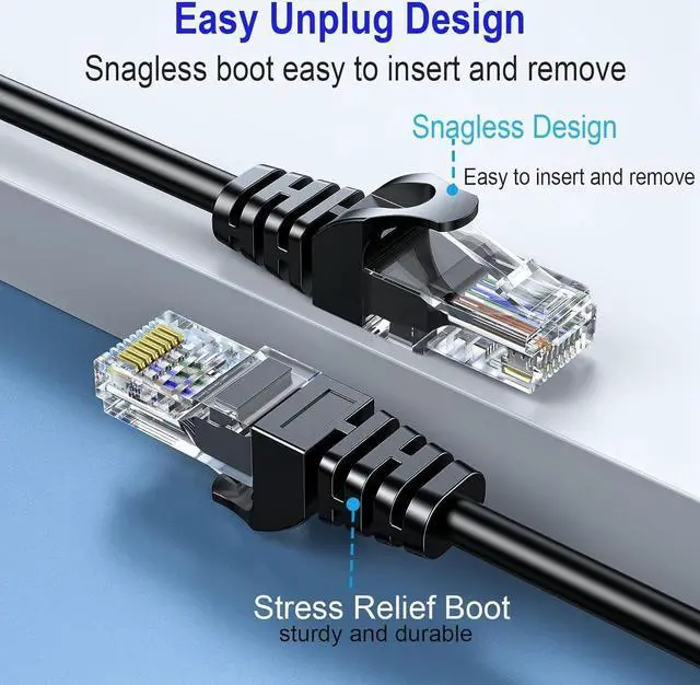 Alt view image 5 of 6 - Cat 6 Ethernet Cable 5FT 10Pack, Cat6 Ethernet Patch Cable 10Gbps, High-Speed UTP Cat6 Network Cable Pure Copper, Cat 6 Cable for Home and Office Network, Black