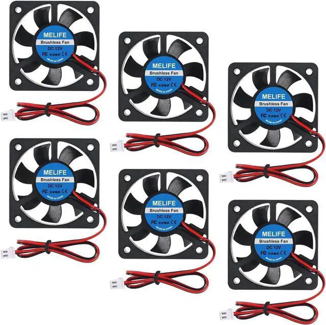 Main image of 6Pcs 5010 3D Printer Fans DC 12V 50mmx50mmx10mm Quiet Brushless Cooling Fan DIY Cooling Ventilation Exhaust 2Pin Oil Bearing Fan.