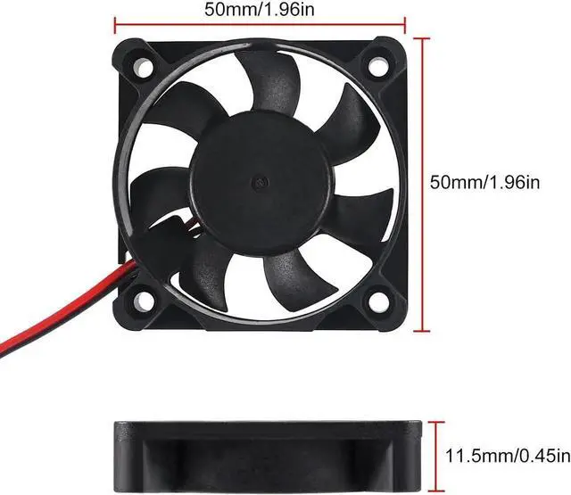 Alt view image 2 of 7 - 6Pcs 5010 3D Printer Fans DC 12V 50mmx50mmx10mm Quiet Brushless Cooling Fan DIY Cooling Ventilation Exhaust 2Pin Oil Bearing Fan.