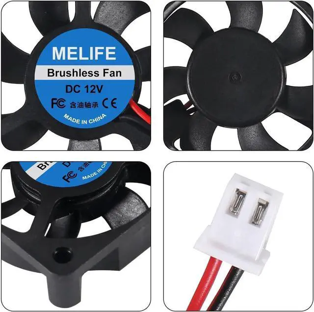 Alt view image 3 of 7 - 6Pcs 5010 3D Printer Fans DC 12V 50mmx50mmx10mm Quiet Brushless Cooling Fan DIY Cooling Ventilation Exhaust 2Pin Oil Bearing Fan.