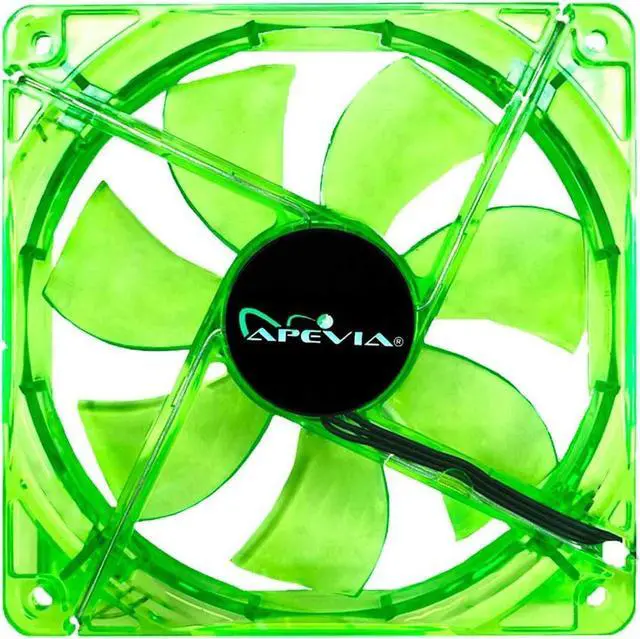 Alt view image 3 of 4 - APEVIA CF12SL-UGN 120mm 4pin Molex + 3pin Motherboard Silent Green LED Case Fan