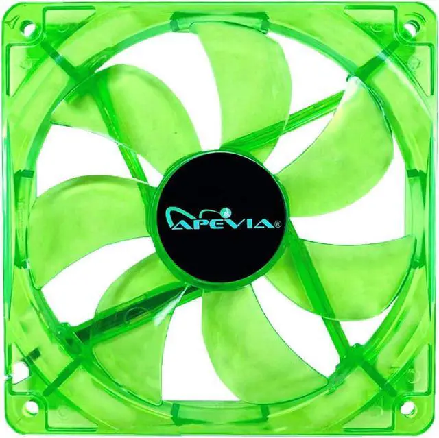 Alt view image 2 of 4 - APEVIA CF12SL-UGN 120mm 4pin Molex + 3pin Motherboard Silent Green LED Case Fan