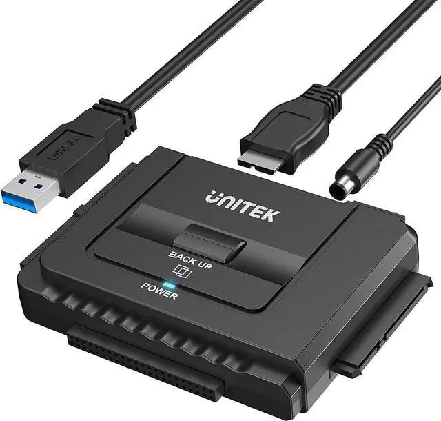 Main image of Unitek USB 3.0 to IDE and SATA Converter External Hard Drive Adapter Kit for Universal 2.5/3.5 HDD/SSD Hard Drive Disk, One Touch Backup Function, Included 12V/2A Power Adapter