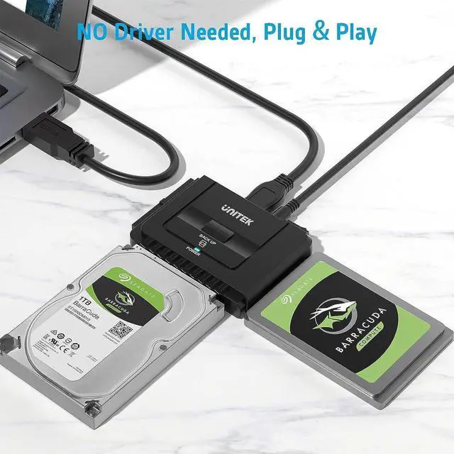 Alt view image 6 of 6 - Unitek USB 3.0 to IDE and SATA Converter External Hard Drive Adapter Kit for Universal 2.5/3.5 HDD/SSD Hard Drive Disk, One Touch Backup Function, Included 12V/2A Power Adapter