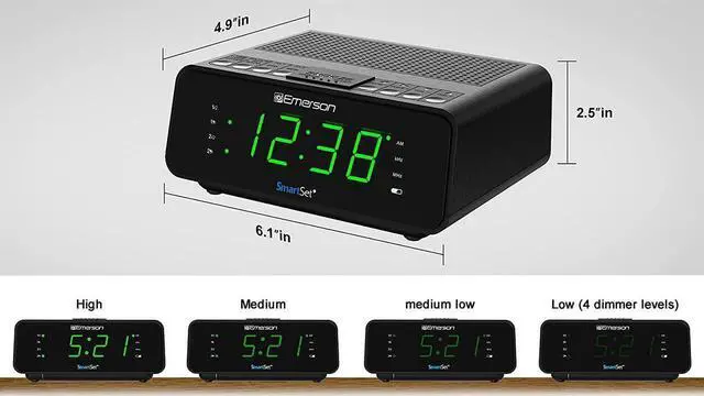 Alt view image 4 of 6 - Emerson SmartSet Dual Alarm Clock Radio with AM/FM Radio, Dimmer, Sleep Timer and .9" LED Display, CKS1900
