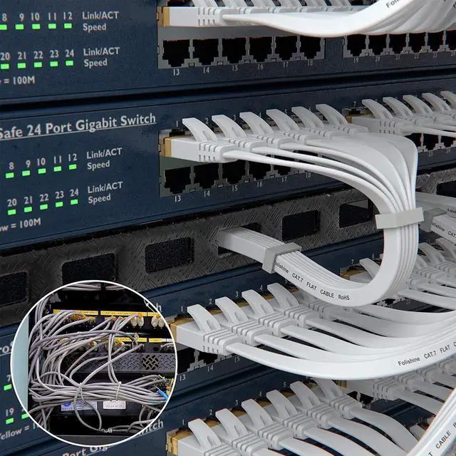 Alt view image 6 of 7 - Ethernet Cable 100 ft, High Speed Cat 6e/Cat 6 Long Ethernet Cable with Snagless Rj45 Connector, High Speed Patch Cord Than Cat5e/Cat5, Flat White Shielded LAN Cable for Modem