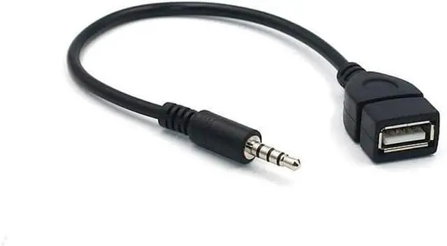 Main image of 3.5mm AUX Audio Plug to USB A Female Car Adio Adapter Cable Converter Car Radio for Car Stereos, Car GPS, CD, DVD Audio Black