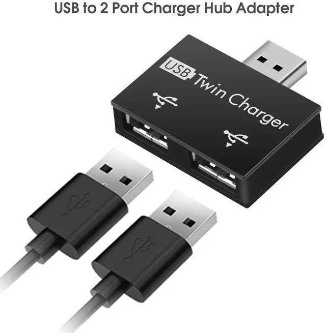 Alt view image 6 of 6 - Mini USB Hub 2 Ports USB 2.0 Splitter Charger Adapter Converter Kit for Mobile Phone PC Computer Tablet Mouse Keyboard