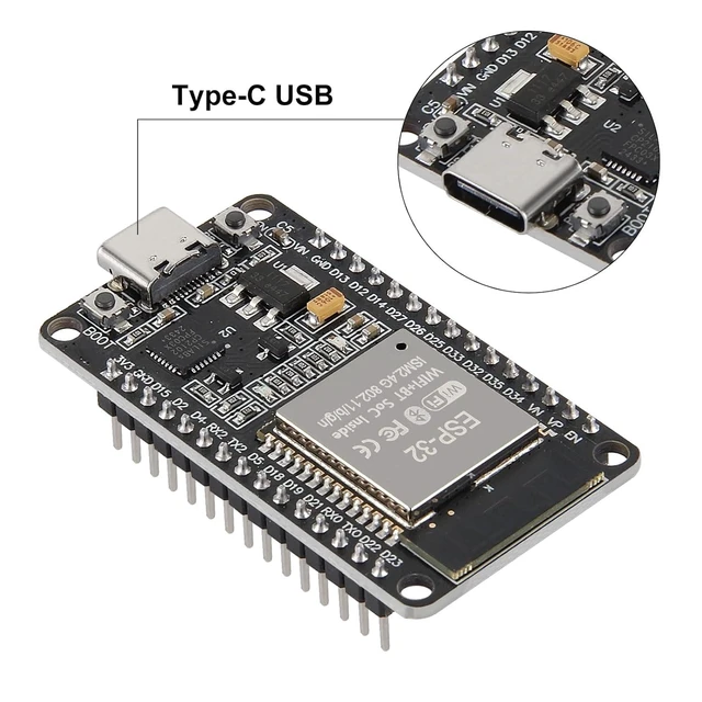 Alt view image 6 of 7 - anicorn 1PCS Type-C ESP32 ESP-WROOM-32 Development Board WiFi + Bluetooth CP2102 Dual Core 2.4Ghz Microcontroller Compatible with Arduino (ESP32 30P, Type-C) - OEM