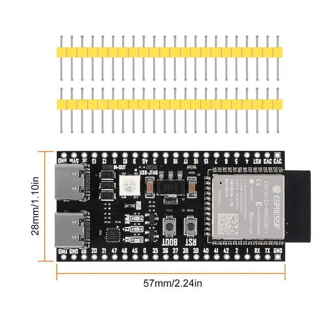 Alt view image 2 of 7 - anicorn 3PCS ESP32-S3-DevKitC-1-N8R2 ESP32-S3 Development Board Type-C WiFi+Bluetooth Internet of Things Dual Type-C Core Board N8R2 ESP32 ESP32-S3 ESP32-S3 Module
