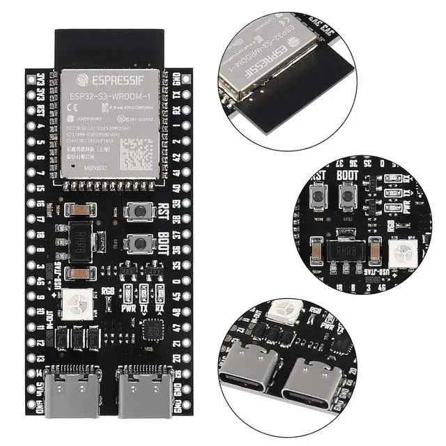 Alt view image 4 of 7 - anicorn 3PCS ESP32-S3-DevKitC-1-N8R2 ESP32-S3 Development Board Type-C WiFi+Bluetooth Internet of Things Dual Type-C Core Board N8R2 ESP32 ESP32-S3 ESP32-S3 Module