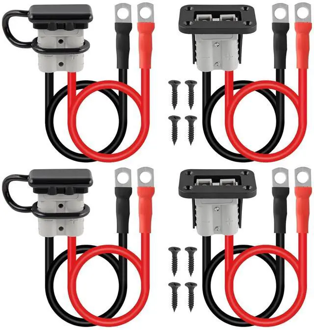 Main image of anicorn 2 Sets 50A Battery Quick Connect/Disconnect Connector 8AWG with 1.3FT Cables Wire Harness Plug Connector Kit for Winch Trailer Towing Systems Gray