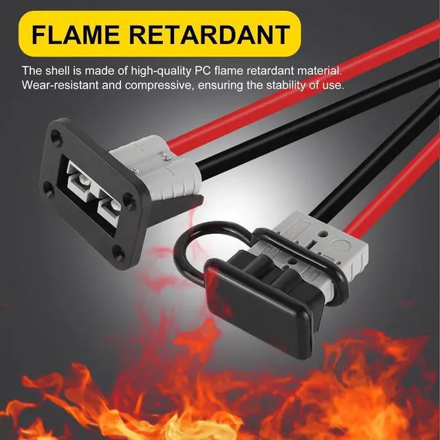 Alt view image 6 of 7 - anicorn 2 Sets 50A Battery Quick Connect/Disconnect Connector 8AWG with 1.3FT Cables Wire Harness Plug Connector Kit for Winch Trailer Towing Systems Gray