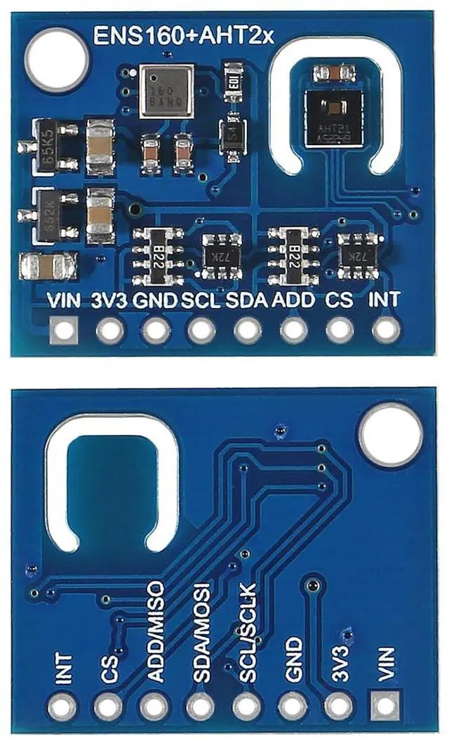Alt view image 2 of 6 - 2PCS ENS160+AHT21 Carbon Dioxide CO2 eCO2 TVOC Air Quality and Temperature and Humidity Sensor Replace CCS811 for Arduino