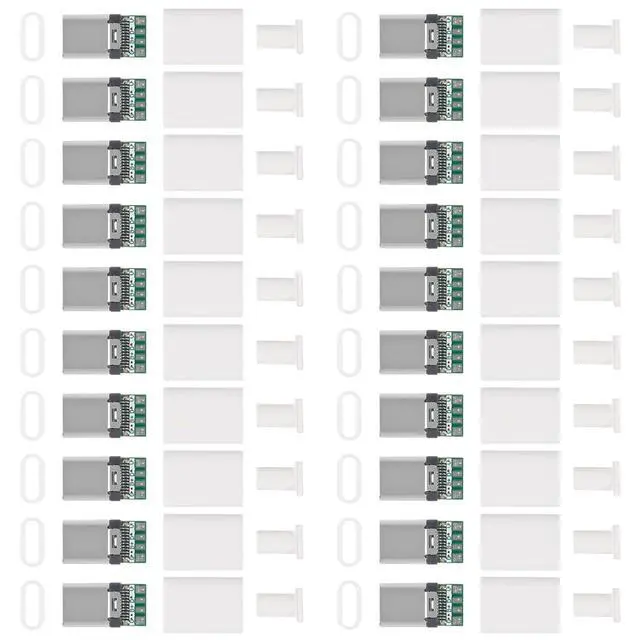 Alt view image 7 of 7 - anicorn 20PCS USB 3.1 Type C Connector 24 Pins Male Plug Socket Receptacle Adapter to Solder Wire & Cable 24P PCB Board Support Module-White