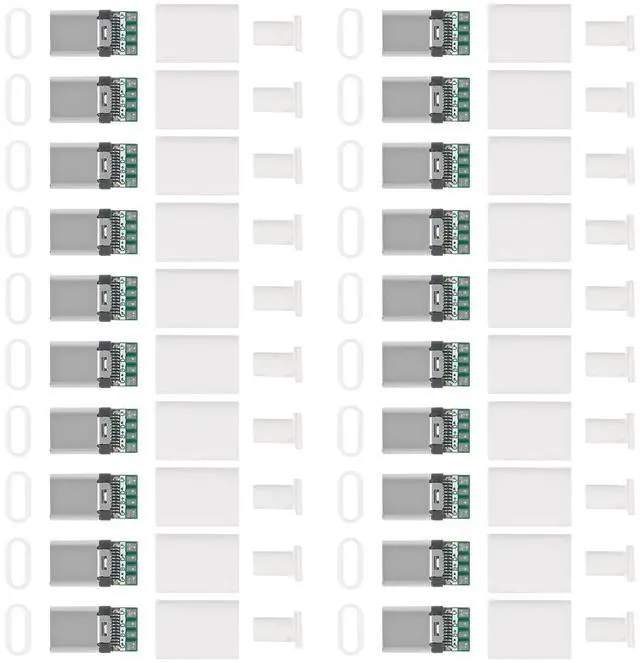 Main image of anicorn 20PCS USB 3.1 Type C Connector 24 Pins Male Plug Socket Receptacle Adapter to Solder Wire & Cable 24P PCB Board Support Module-White