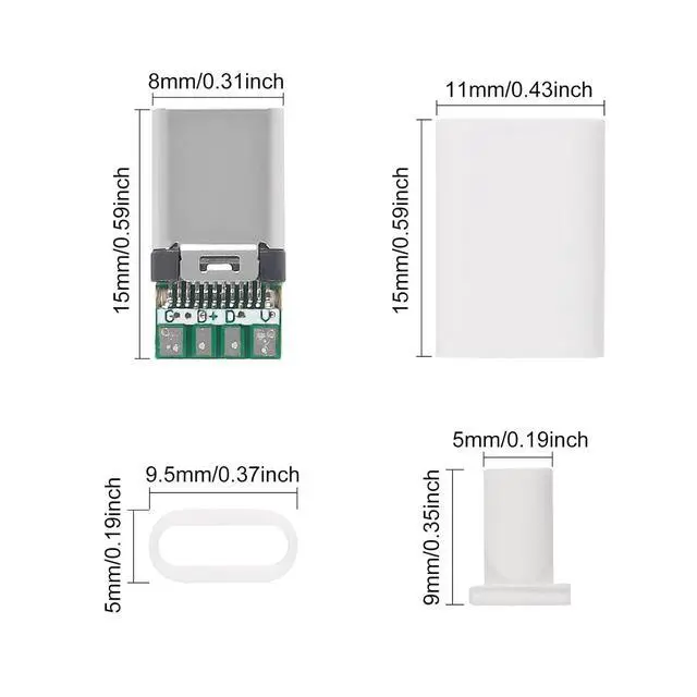 Alt view image 2 of 7 - anicorn 20PCS USB 3.1 Type C Connector 24 Pins Male Plug Socket Receptacle Adapter to Solder Wire & Cable 24P PCB Board Support Module-White