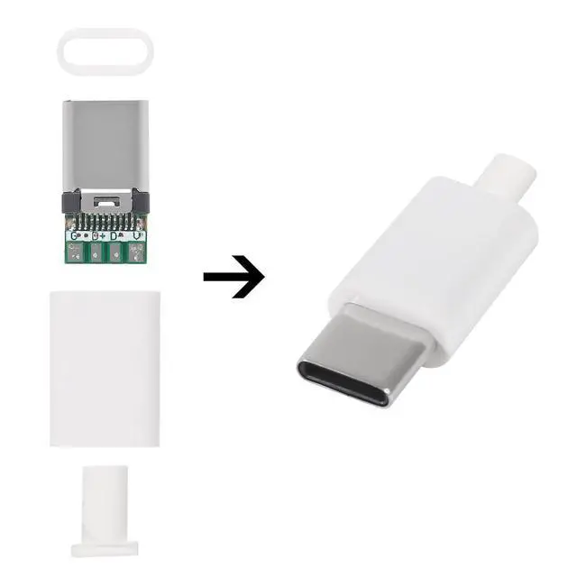 Alt view image 4 of 7 - anicorn 20PCS USB 3.1 Type C Connector 24 Pins Male Plug Socket Receptacle Adapter to Solder Wire & Cable 24P PCB Board Support Module-White