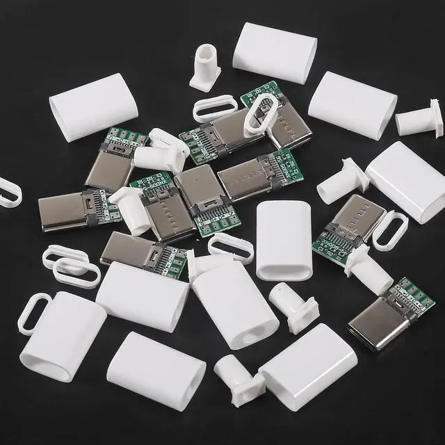 Alt view image 6 of 7 - anicorn 20PCS USB 3.1 Type C Connector 24 Pins Male Plug Socket Receptacle Adapter to Solder Wire & Cable 24P PCB Board Support Module-White