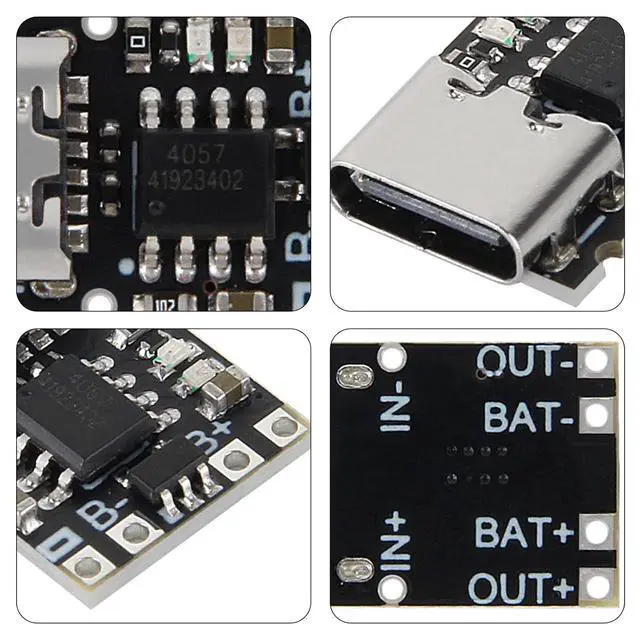 Alt view image 6 of 7 - anicorn 10PCS TP4057 1A Lithium Battery Charging Protection Board Module with Protection Type-C USB Charging Boards 3.7V 4.2V TP4056 Upgraded