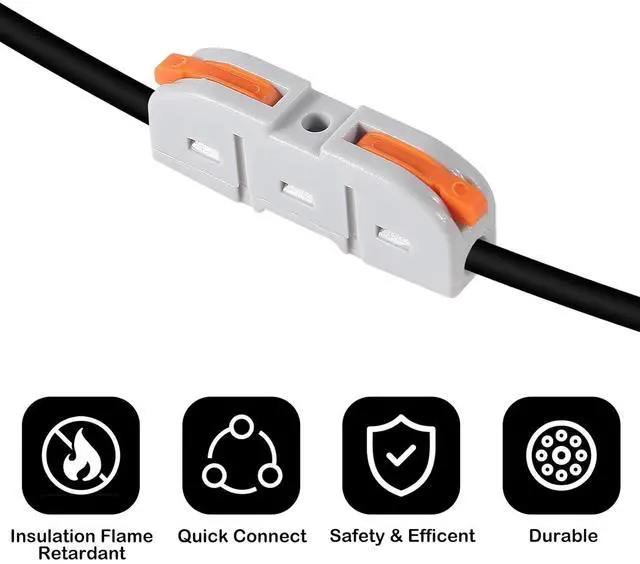 Alt view image 5 of 7 - anicorn 20 Pcs Conductor Compact Connectors Lever Wire Nuts, 1 Conductor Compact Wire Connectors Splicing Connectors for Any Circuit Inline 24-12 AWG