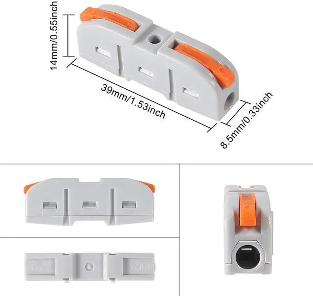 Alt view image 2 of 7 - anicorn 20 Pcs Conductor Compact Connectors Lever Wire Nuts, 1 Conductor Compact Wire Connectors Splicing Connectors for Any Circuit Inline 24-12 AWG