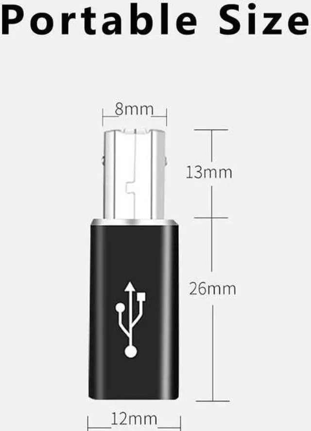 Alt view image 7 of 7 - USB B to USB C Adapter (2 Pack) USB-C Female to Printer Male Converter USB Type C to Midi USB B Connector Support Data Sync Compatible with Printer Scanner Fax Machine Electronic Piano