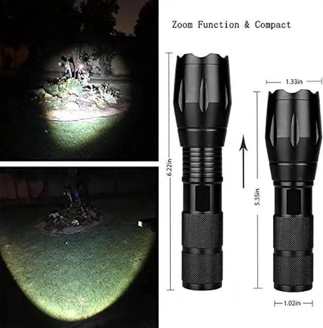 Alt view image 3 of 4 - Military Grade Flashlight 3000 Lumen 5 Modes Water Resistant LED Tactical Torch Flash Light, 2 Pack