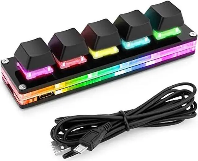 Main image of Ecarke Upgrade Black 5 Keys Mini Macro Mechanical Keyboard Gaming Keypad Hot Swap Game Keyboards USB Data Cable for Windows Mac OSU HID Standard Keyboard Cherry Shaft & RGB LED