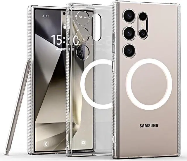 Main image of for Galaxy S24 Ultra Case [Magsafe Compatible] [Non-Yellowing] Drop Protection, Hard Back Cover Shockproof Edge Slim Phone Case Designed for Samsung Galaxy S24 Ultra Clear