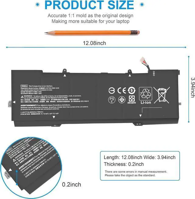 Alt view image 3 of 4 - YB06XL 928372-856 Battery for HP Spectre x360 Convertible 15-CH 15T-CH000 15-CH0XX 15-CH011DX 15-CH001TX 15-CH002TX 15-CH010TX 15-CH013TX 928372-855 928427-272 928427-271 HSTNN-DB8V HSTNN-DB8H