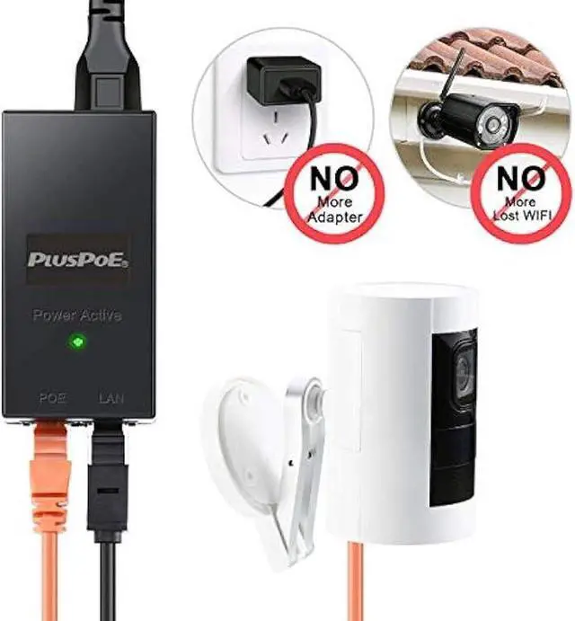 Alt view image 4 of 4 - Gigabit PoE Injector Adapter, IEEE 802.3af Compliant, 10/100/1000Mbps RJ-45, 48V POE Power Supply Adapter, up to 100 Meters (325 Feet)