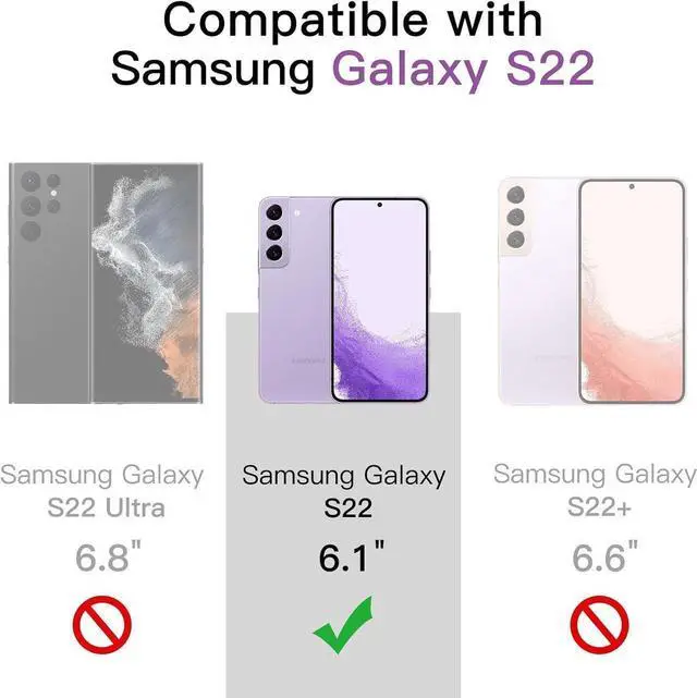Alt view image 2 of 4 - Case for Samsung Galaxy S22 5G 6.1-Inch, Non-Yellowing Shockproof Bumper Protective Phone Cover, Anti-Scratch Hard PC Back (Purple)