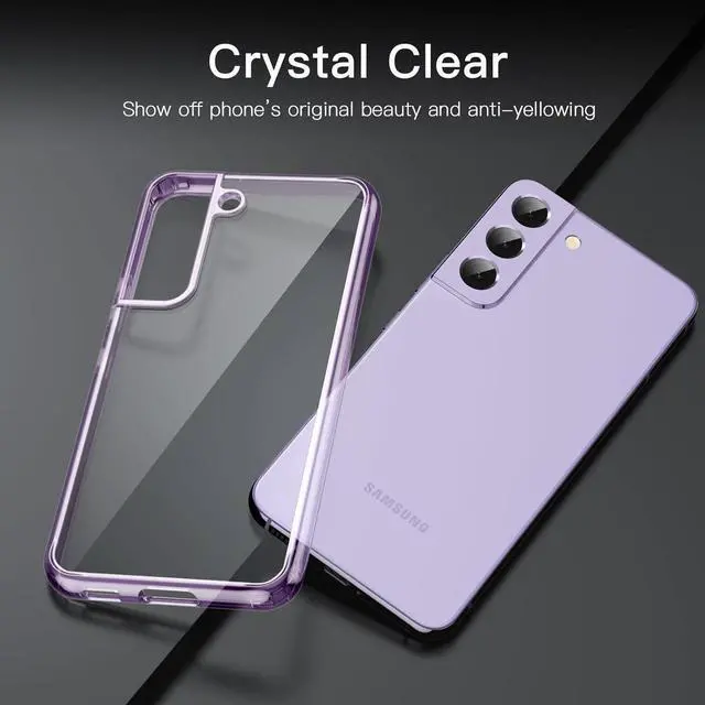 Alt view image 3 of 4 - Case for Samsung Galaxy S22 5G 6.1-Inch, Non-Yellowing Shockproof Bumper Protective Phone Cover, Anti-Scratch Hard PC Back (Purple)