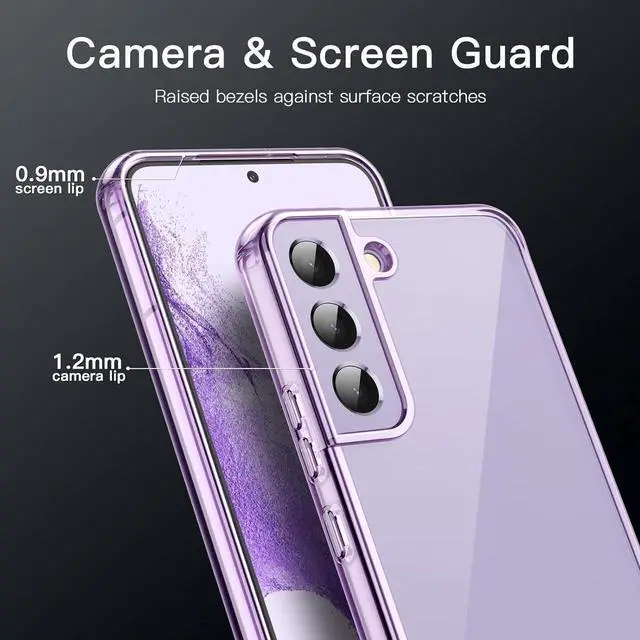 Alt view image 4 of 4 - Case for Samsung Galaxy S22 5G 6.1-Inch, Non-Yellowing Shockproof Bumper Protective Phone Cover, Anti-Scratch Hard PC Back (Purple)