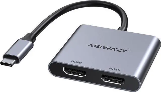 Main image of USB C to Dual HDMI Adapter 4K@60Hz, HDMI Splitter for Dual Monitors Extend Display, USB C HUB Multi Monitor Adapter to 2 HDMI Ports Converter for Dell XPS 13/15/17, HP, Lenovo, Surface Type C Laptop