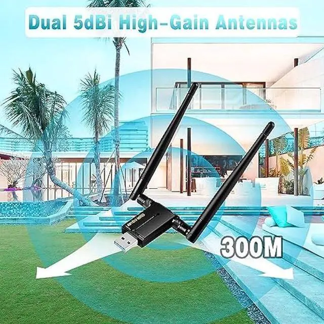 Alt view image 3 of 4 - WiFi Adapter for Desktop PC - WiFi 6 1800Mbps USB 3.0 Wireless Network Adapter - 2.4G/5G Dual Band WiFi Dongle for Laptop MU-MIMO OFDMA WPA3 Dual 5dBi Antennas Plug & Play Supports Windows 11/10