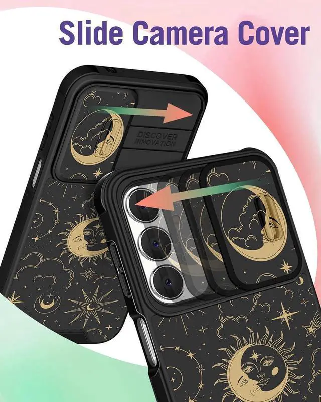 Alt view image 4 of 4 - for Samsung Galaxy A15 5G Phone Case - [2in1] Women Cute Girls Phone Cover Sun Moon Black Aesthetic Camera Cover Compatible with MagSafe Ring Holder Stand for Samsung A15 5G Cases 6.5
