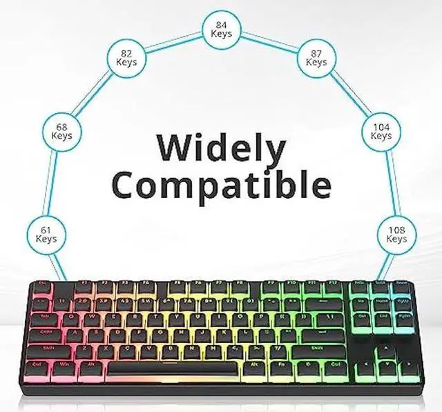 Alt view image 3 of 4 - SURMEN Pudding Keycaps Double Shot PBT Keycaps XDA Profile Translucent Layer Replacement for Full Size, TKL, 75%, 60% Layouts(Black)