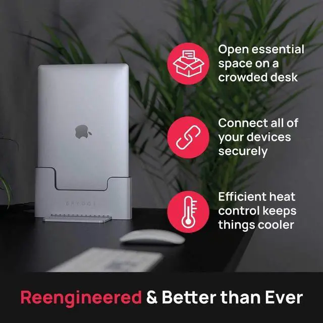 Alt view image 2 of 4 - Brydge Space-Saving Laptop Stand | Vertical Docking Station | Compatible with 13-inch MacBook Air (2021-2018) | 2 x Thunderbolt 3 Ports | (Space Gray)