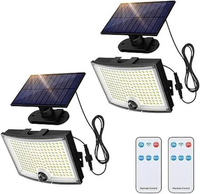 Main image of Adiding Solar Outdoor Lights, 3500LM 202 LED Solar Flood Lights, Motion Sensor Outdoor Lights Solar Powered-3 Modes/16.4ft Cord/Remote, Solar Lights Outdoor Waterproof for Outside Patio,Garage, 2 Pack