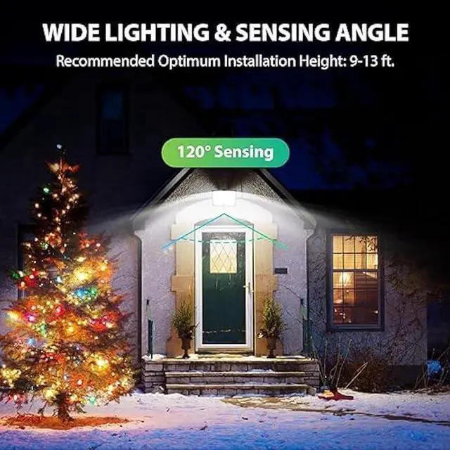 Alt view image 4 of 4 - Adiding Solar Outdoor Lights, 3500LM 202 LED Solar Flood Lights, Motion Sensor Outdoor Lights Solar Powered-3 Modes/16.4ft Cord/Remote, Solar Lights Outdoor Waterproof for Outside Patio,Garage, 2 Pack