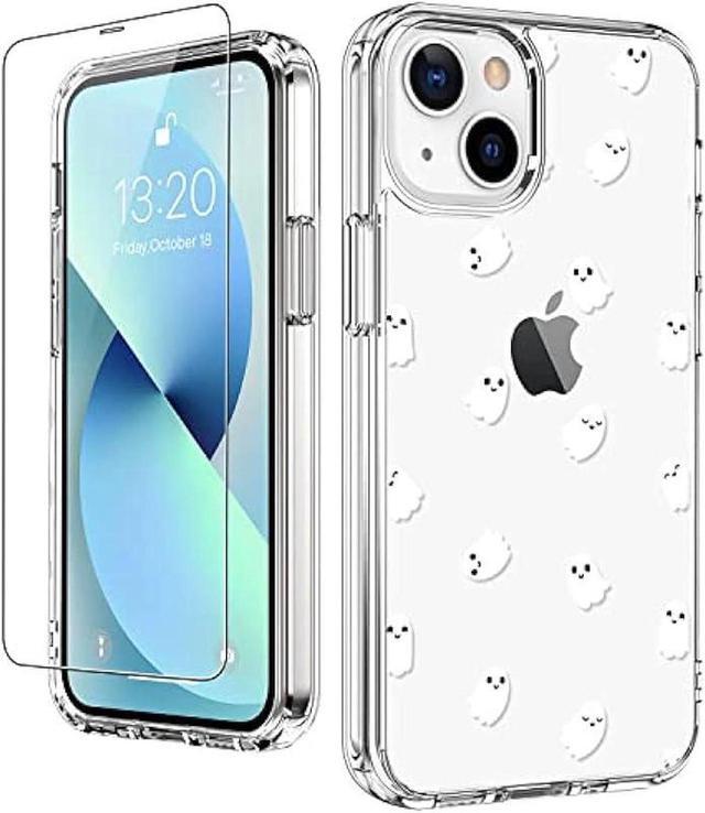 Main image of LUHOURI iPhone 13 Mini Case with Screen Protector,Clear Acrylic Cover with Fashion Cute Designs for Women Girls,Slim Fit Durable Protective Phone Case for iPhone 13 Mini 5.4 Little Ghosts
