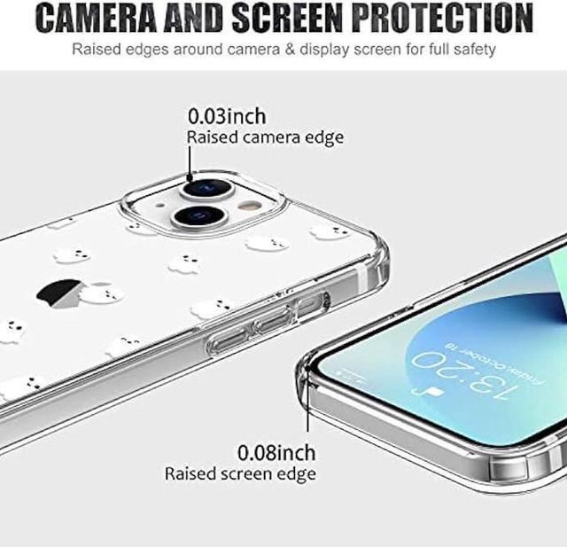 Alt view image 2 of 4 - LUHOURI iPhone 13 Mini Case with Screen Protector,Clear Acrylic Cover with Fashion Cute Designs for Women Girls,Slim Fit Durable Protective Phone Case for iPhone 13 Mini 5.4 Little Ghosts
