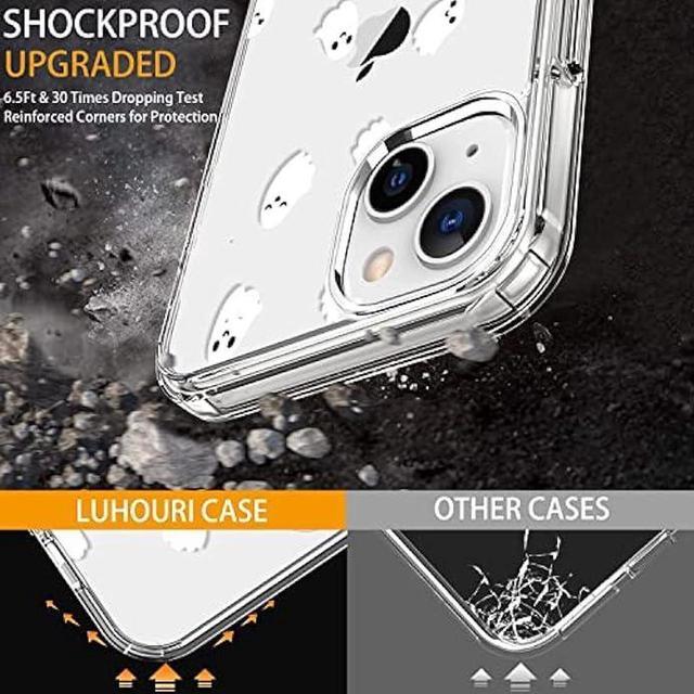 Alt view image 4 of 4 - LUHOURI iPhone 13 Mini Case with Screen Protector,Clear Acrylic Cover with Fashion Cute Designs for Women Girls,Slim Fit Durable Protective Phone Case for iPhone 13 Mini 5.4 Little Ghosts