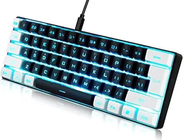 Main image of abucow Gaming Keyboard Minimalist Portable Wired Ultra-Compact Mini Imitation 61 Keys RGB Backlit Keyboard (Black-White)