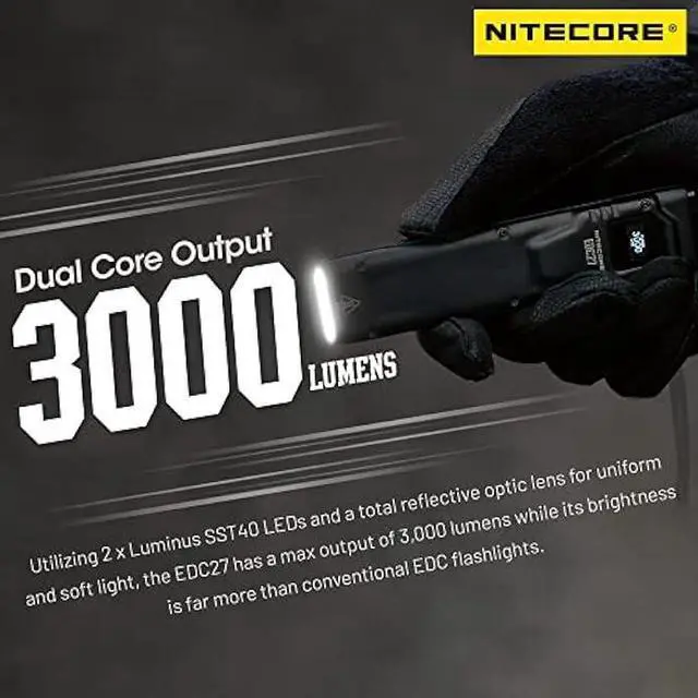 Alt view image 2 of 4 - Nitecore EDC27 3000 Lumen Ultra Slim High Performance EDC Flashlight