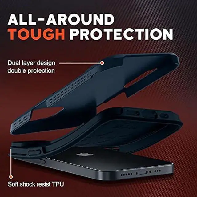 Alt view image 3 of 4 - NTG Military Shockproof iPhone 14 Case, iPhone 13 Case [2 Layer Structure Protection] [Military Grade Anti-Drop] Hard Slim iPhone 14/13 Phone Case,Shockproof Protective Phone Case for iPhone 14/13
