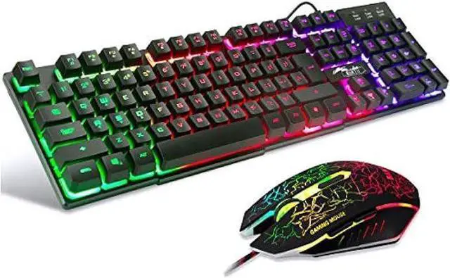 Main image of BAKTH Multiple Color Rainbow LED Backlit Mechanical Feeling USB Wired Gaming Keyboard and Mouse Combo for Working or Game