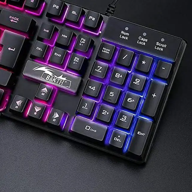 Alt view image 2 of 4 - BAKTH Multiple Color Rainbow LED Backlit Mechanical Feeling USB Wired Gaming Keyboard and Mouse Combo for Working or Game